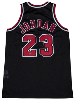 1997-98 Michael Jordan Photo Matched Game Used & Signed Chicago Bulls Black Road Jersey (11/7/1997) (Bulls LOA, UDA, MeiGray & Resolution Photomatching)